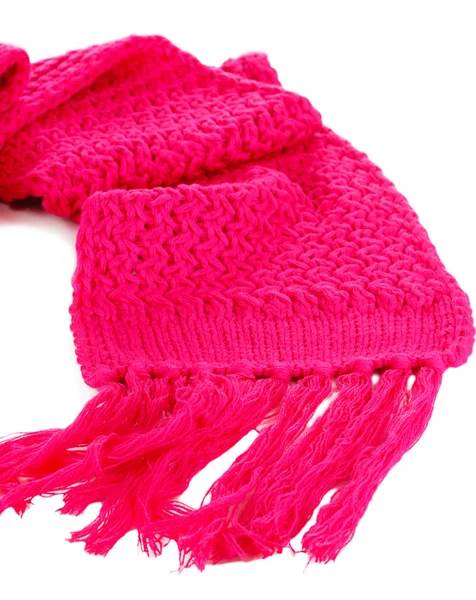 Warm knitted scarf pink isolated on white — Stock Photo, Image