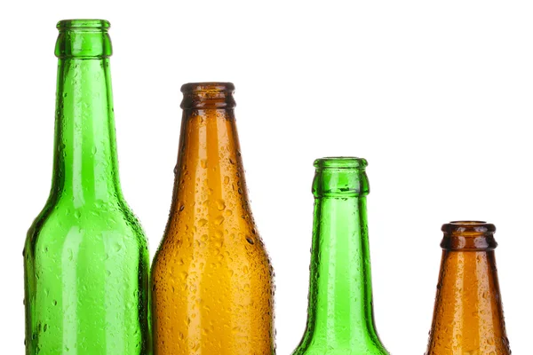 Colorful empty glass bottles isolated on white — Stock Photo, Image
