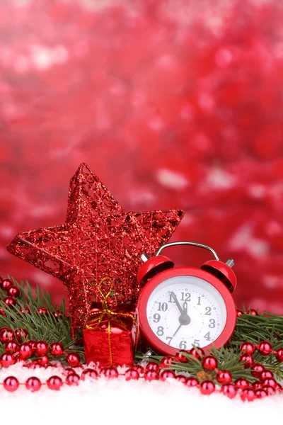 Christmas decoration on red background — Stock Photo, Image