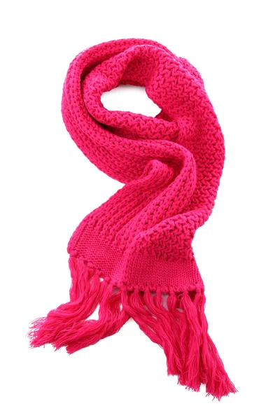 Foulard tricoté rose isolé sur blanc — Photo