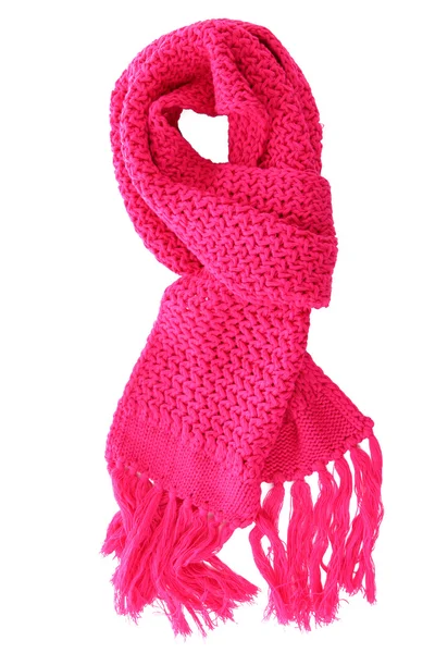 Pink knitted scarf isolated on white — Stock Photo, Image