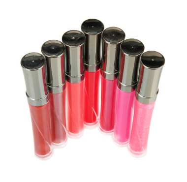 güzel dudak glosses, üzerinde beyaz izole