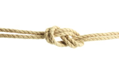 düğüm üzerinde beyaz izole, iple