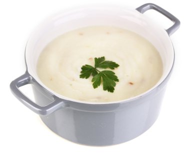 tencerede beyaz izole patates püresi