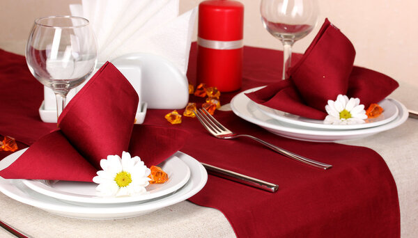 Elegant table setting in restaurant