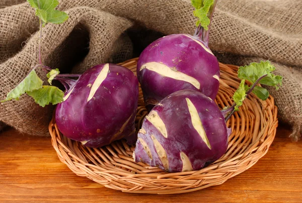 Fresh turnip on wooden background — Stock Photo, Image