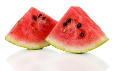 tatlı karpuz dilimleri üzerinde beyaz izole