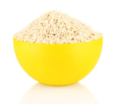 kahverengi pirinç üzerine beyaz izole sarı bir plaka