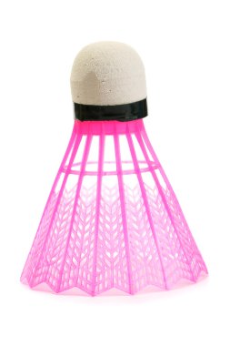 pembe plastik raketle üzerinde beyaz izole