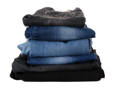 birçok kot üzerinde beyaz izole bir yığın yığın