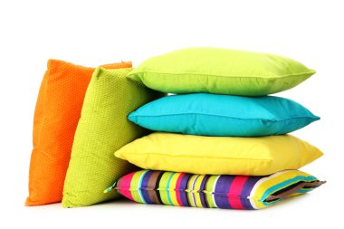renkli yastıklar üzerinde beyaz izole