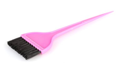 pembe fırça üzerinde beyaz izole saç boyama