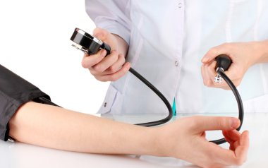 Doktor beyaz kan pressure.isolated ölçme