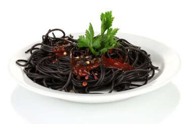 siyah üzerine beyaz izole spagetti