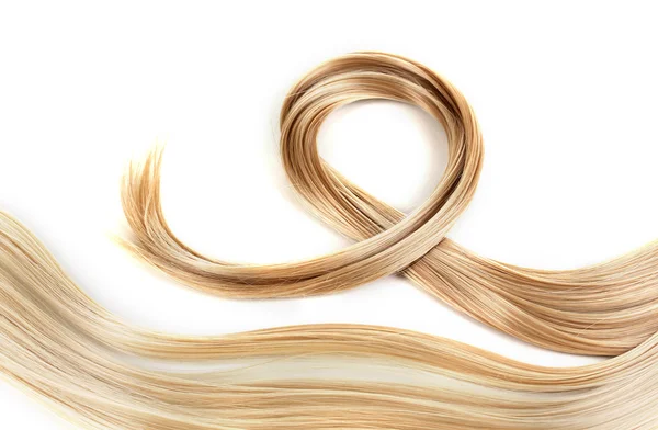 Σγουρά μαλλιά ξανθά close-up απομονωθεί σε λευκό — Φωτογραφία Αρχείου