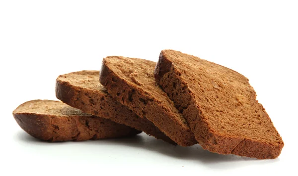 Saboroso pão de centeio fatiado, isolado em branco — Fotografia de Stock