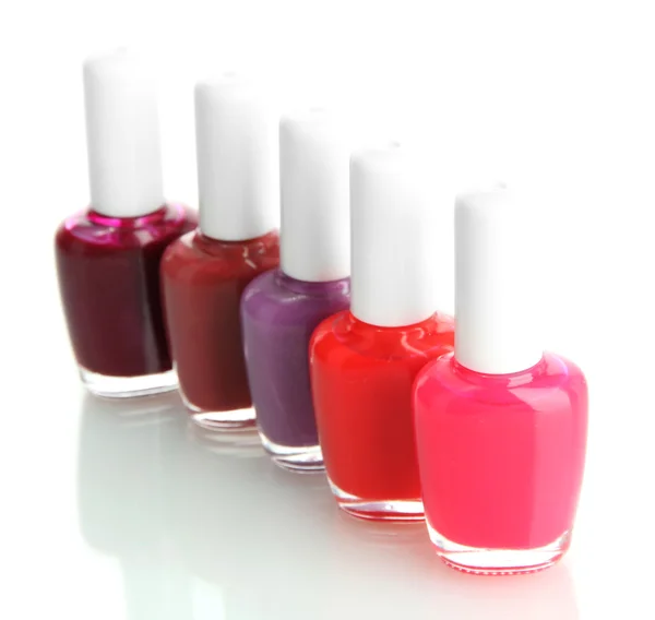 Set of nail polishes isolated on white — Stock Photo, Image