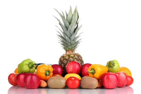 Composition with vegetables and fruits isolated on white — Stock Photo, Image