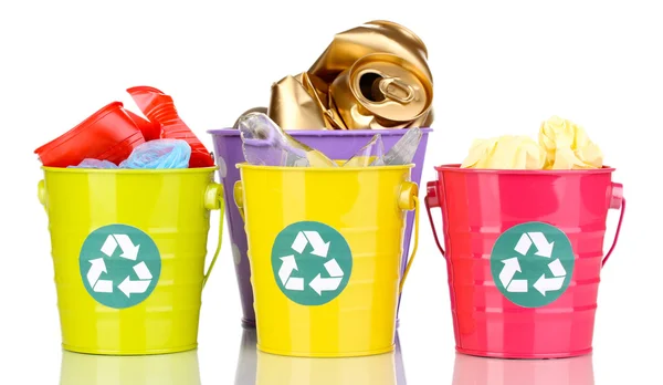 Recycling bins isolated on white — Stock Photo, Image