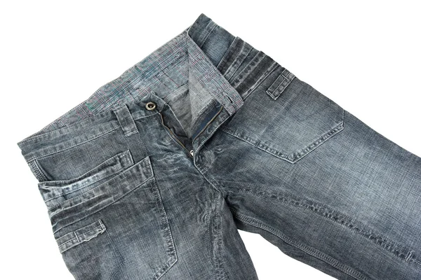 Módní džíny detail izolované na bílém — Stock fotografie