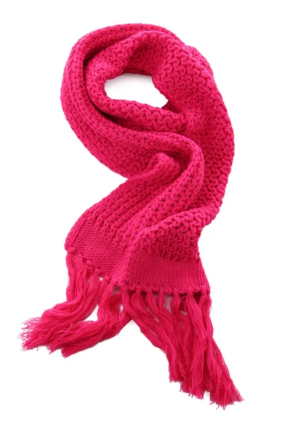 Pink knitted scarf isolated on white — Stock Photo, Image