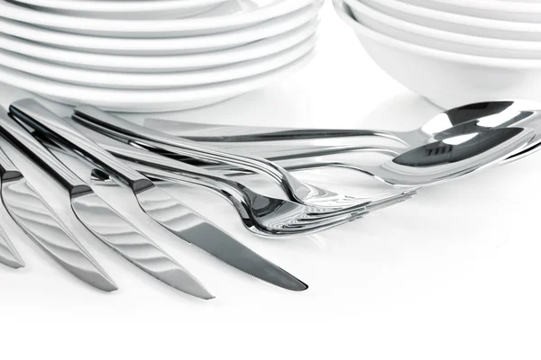 Vidličky, nože a lžičky detail — Stock fotografie