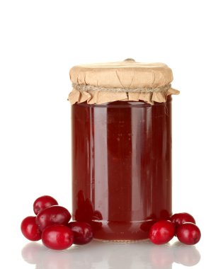 kavanoz reçel dan cornel üzerinde beyaz izole