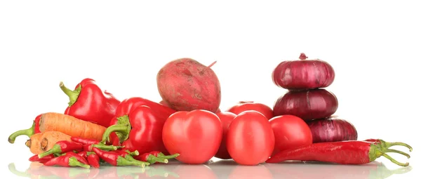 Fresh red vegetables isolated on white — Stock Photo, Image