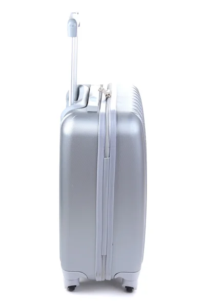 Valigia in argento isolata su bianco — Foto Stock