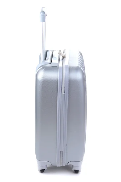 Silver suitcase isolated on white — Stock Photo, Image