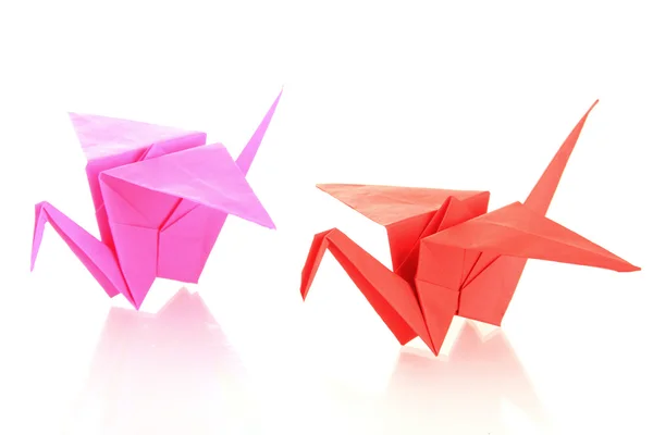 Grúas de origami aisladas en blanco —  Fotos de Stock