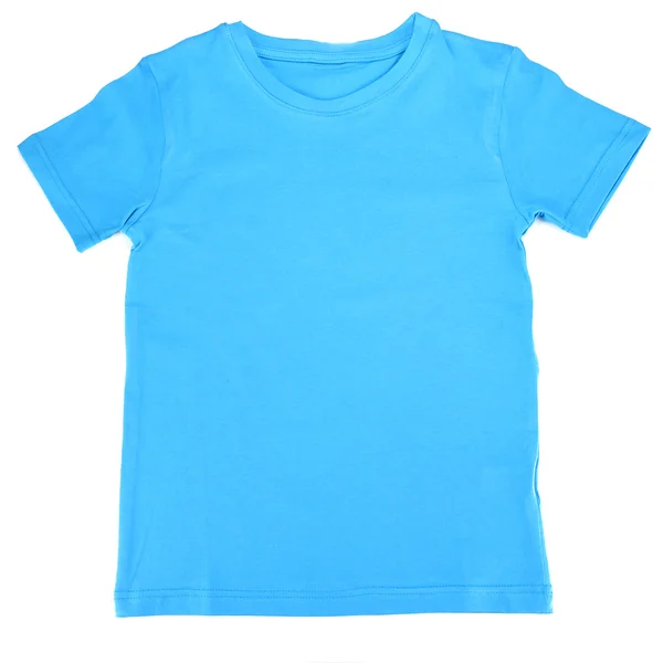 T-shirt azul isolado em branco — Fotografia de Stock