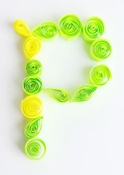 The letter P is made of quilling isolated on white — Stock Photo, Image