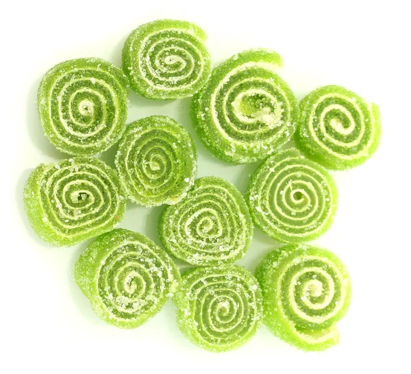 Green jelly candies isolated on white — Stock Photo, Image