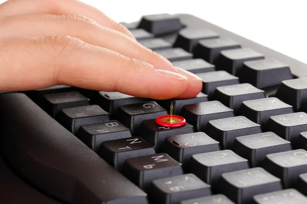 Painful typing on keyboard close-up — Stock Photo, Image