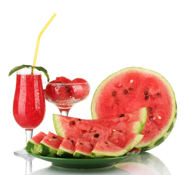 Uppfriskande efterrätter vattenmelon isolerad på vit — Stockfoto