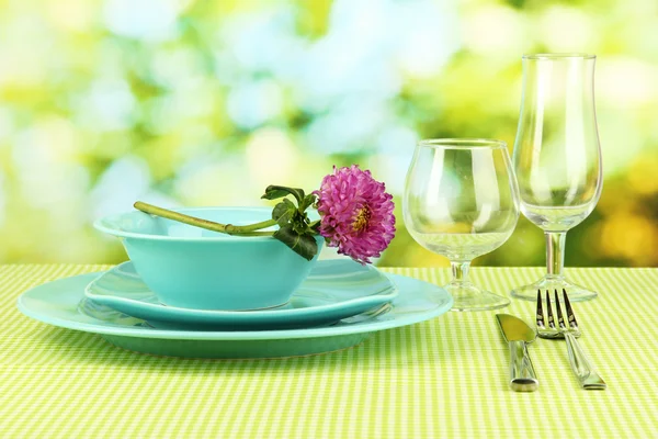 Table setting on bright background close-up — Stok fotoğraf