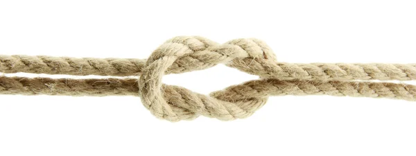 Rope with knot, isolated on white — Stock Photo, Image