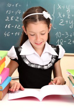 güzel liseli sınıfta kitap okuma