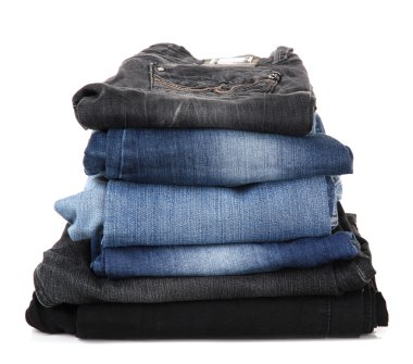 birçok kot üzerinde beyaz izole bir yığın yığın