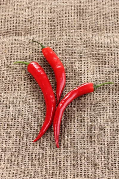 Red hot chili paprika a zsákvászon — Stock Fotó