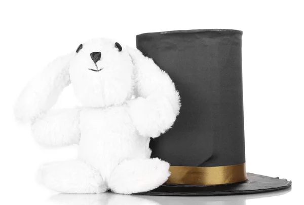 Bunny and black cylinder isolated on white — Stock Photo, Image