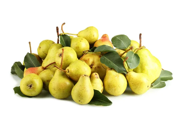 Juicy flavorful pears hill isolated on white — Stock Photo, Image