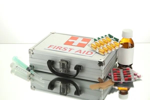 First aid box, isolated on white — Stock Photo, Image