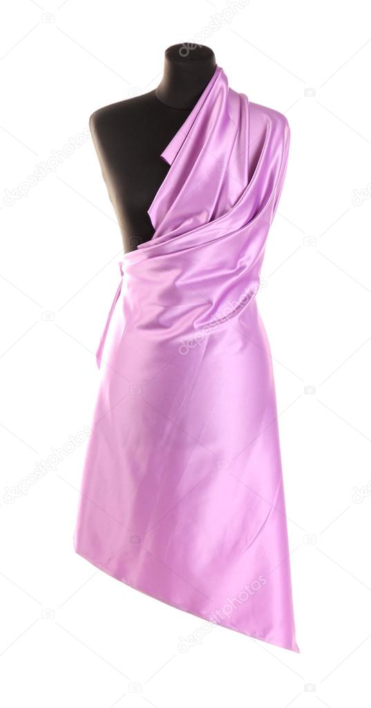 black mannequin with silk cloth isolated on white