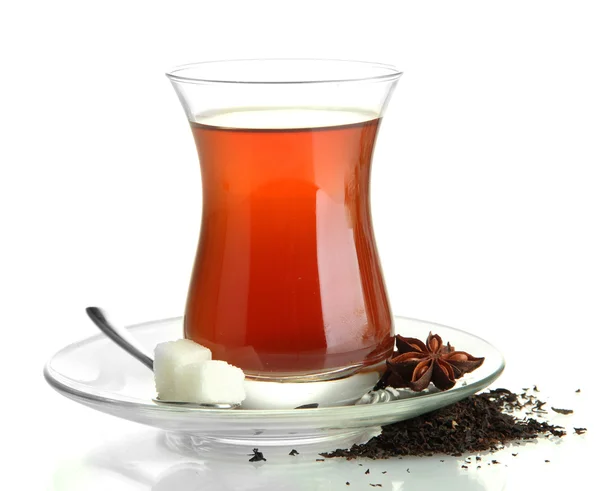 Glass of Turkish tea, isolated on white — Stock Photo, Image