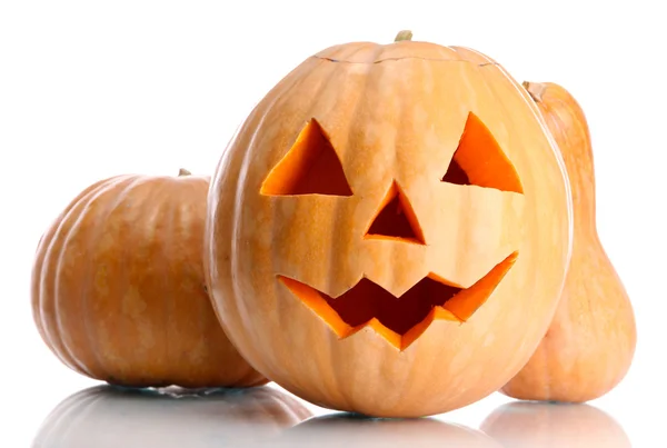 Halloween pompoenen, geïsoleerd op wit — Stockfoto