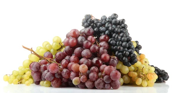 Assortment of ripe sweet grapes isolated on white — Stock Photo, Image