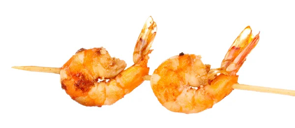 Shrimp skewers isolated on white — Stock Photo, Image