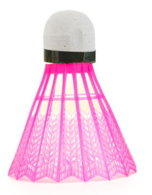 pembe plastik raketle üzerinde beyaz izole